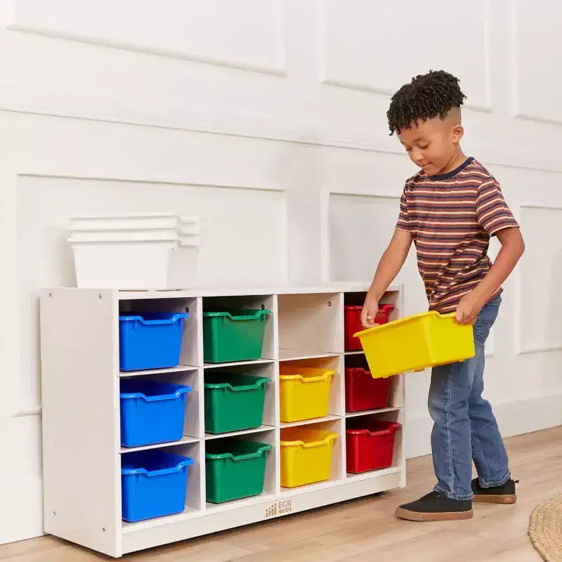 12-Cubby Mobile Tray Storage Cabinet, 3x4, Classroom Furniture