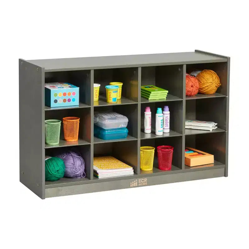 12-Cubby Mobile Tray Storage Cabinet, 3x4, Classroom Furniture