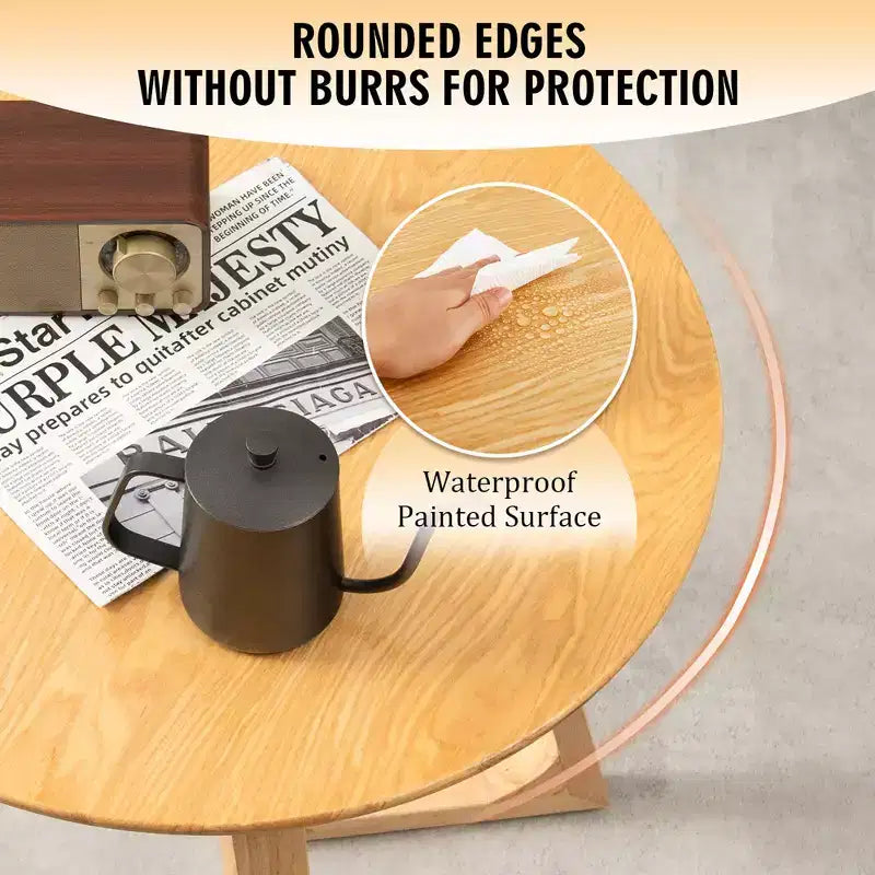 24" Round Solid Rubber Wood End Table - Brown/Natural
