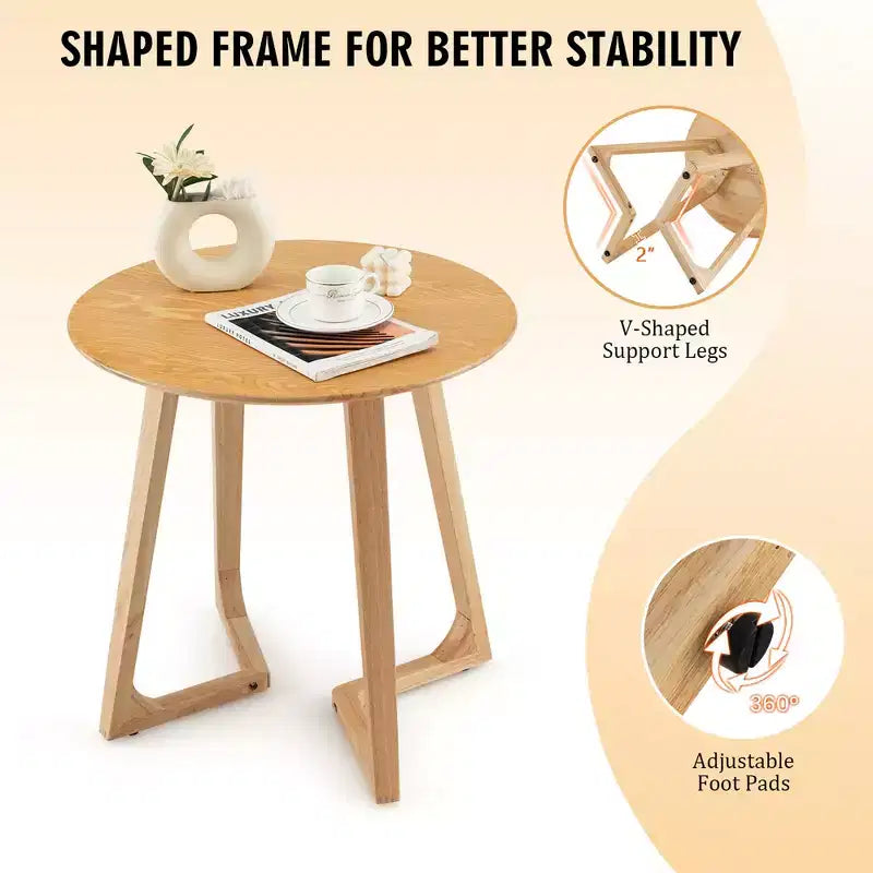 24" Round Solid Rubber Wood End Table - Brown/Natural