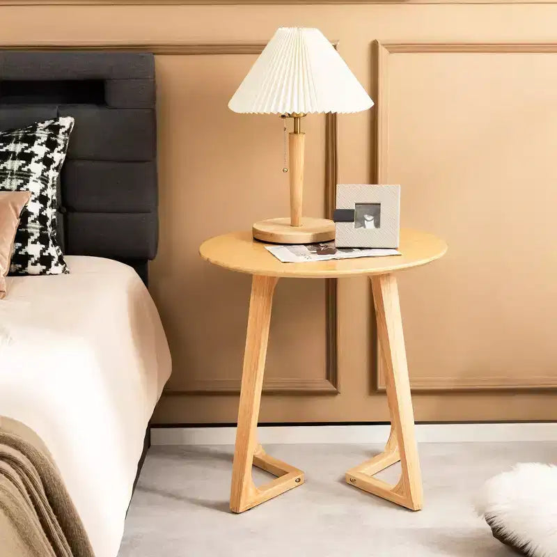 24" Round Solid Rubber Wood End Table - Brown/Natural