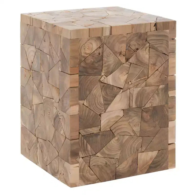 Reclaimed Teak Square Stool - Medium Oak