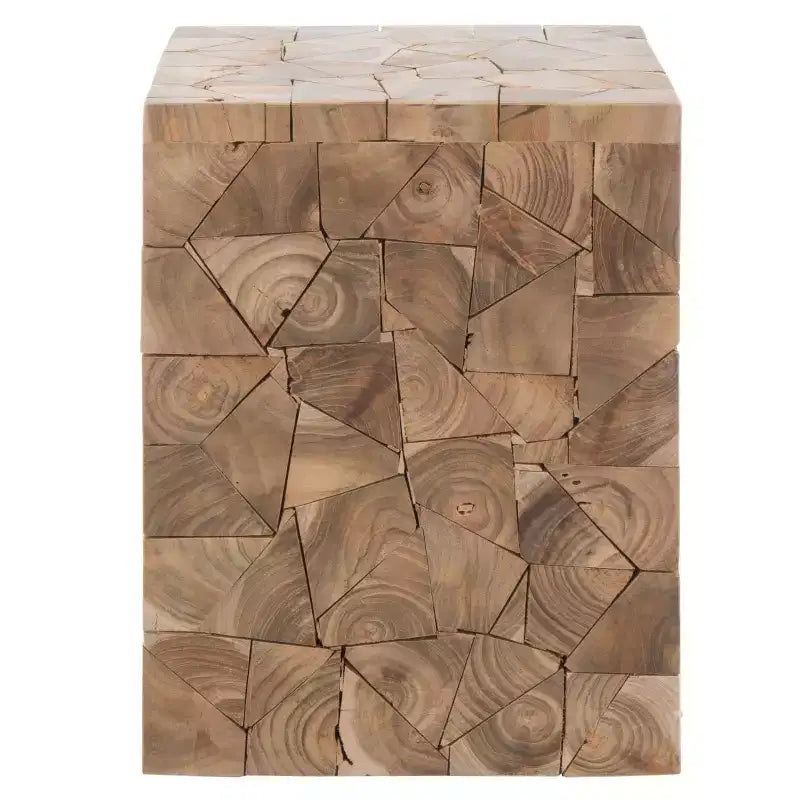 Reclaimed Teak Square Stool - Medium Oak