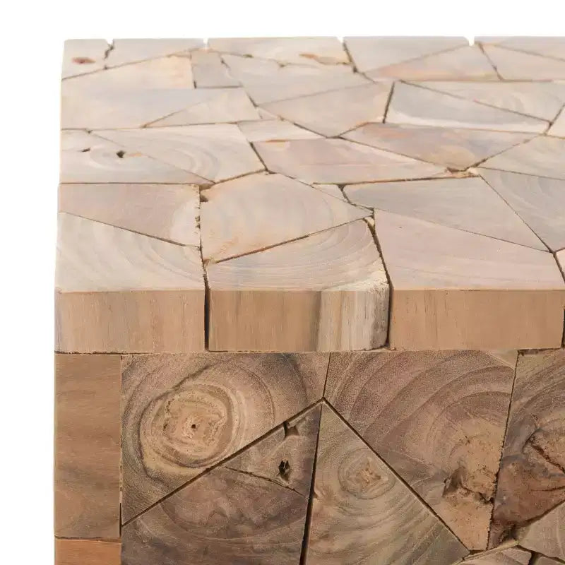 Reclaimed Teak Square Stool - Medium Oak