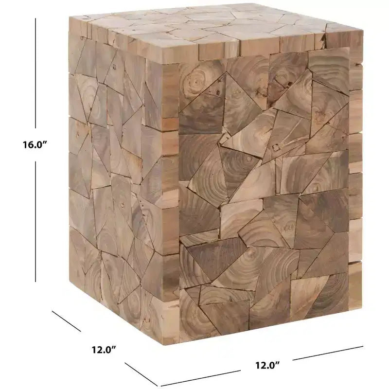 Reclaimed Teak Square Stool - Medium Oak