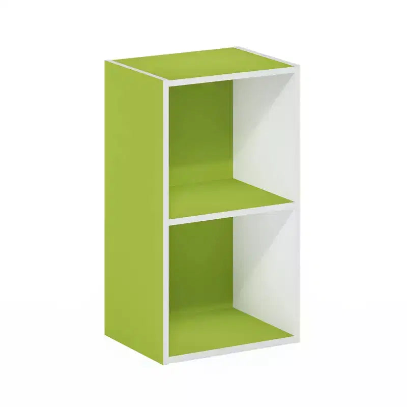 2-Tier Open Decorative Bookshelf / Night Stand / End Table, Green & White