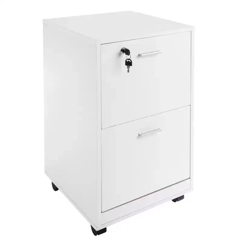 2-Drawer File Cabinet with Lock and Rolling Wheels