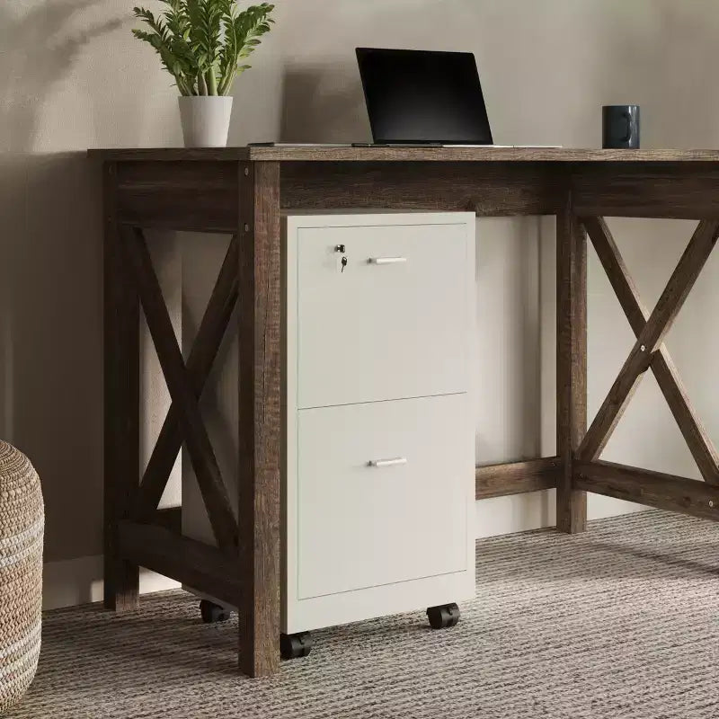 2-Drawer File Cabinet with Lock and Rolling Wheels
