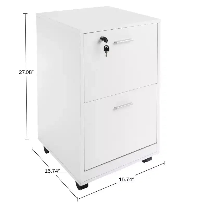 2-Drawer File Cabinet with Lock and Rolling Wheels