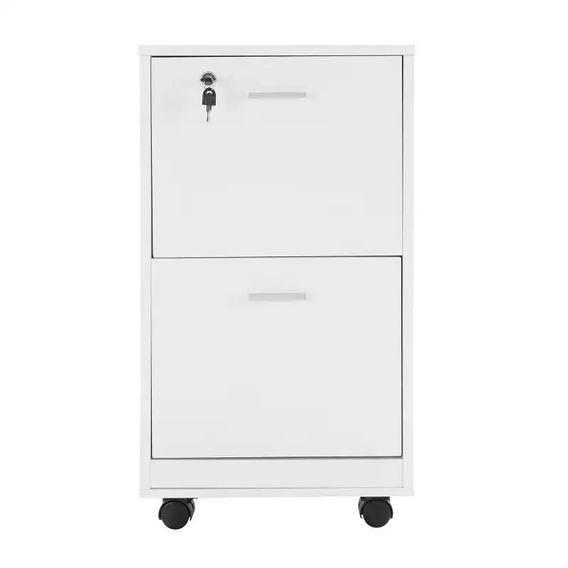 2-Drawer File Cabinet with Lock and Rolling Wheels