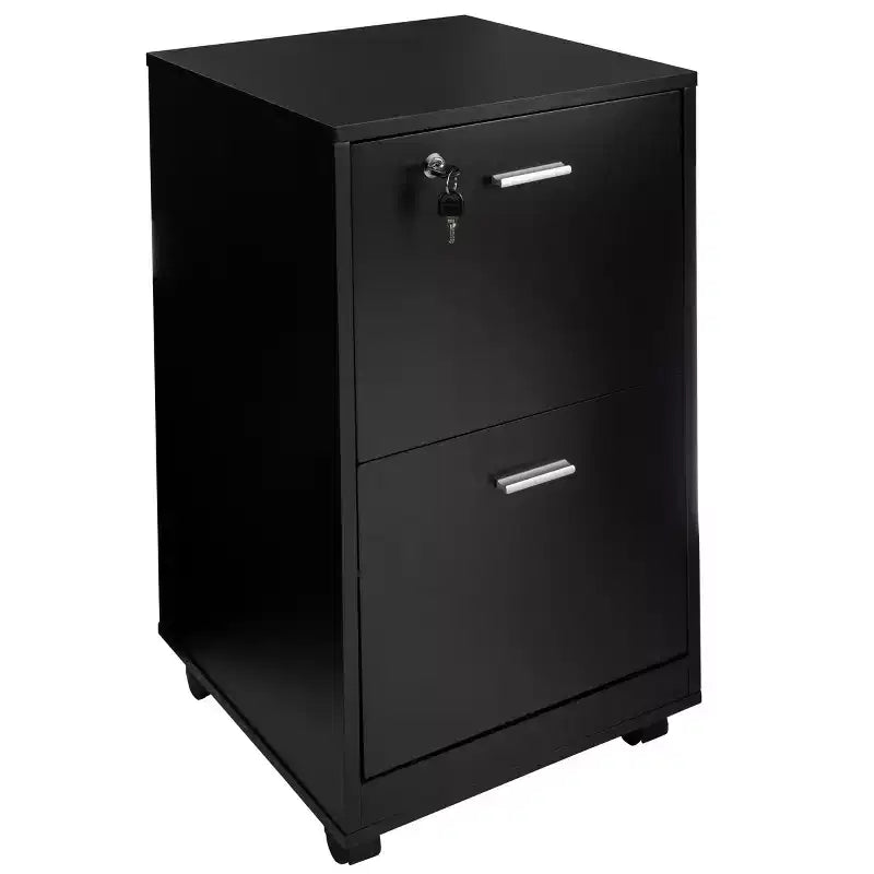 2-Drawer File Cabinet with Lock and Rolling Wheels