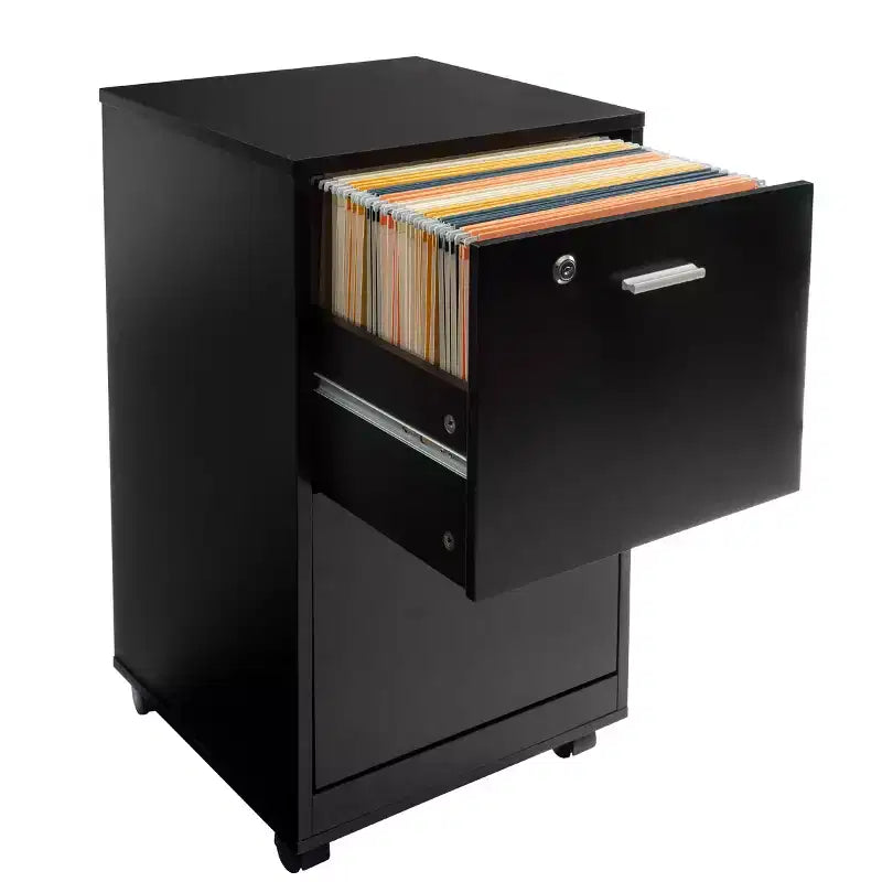 2-Drawer File Cabinet with Lock and Rolling Wheels