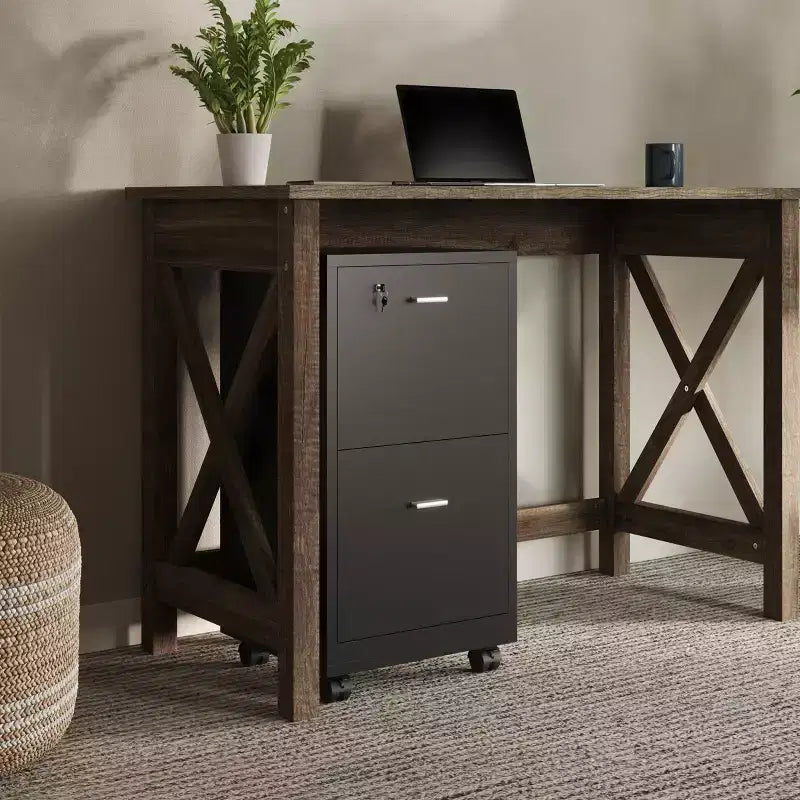 2-Drawer File Cabinet with Lock and Rolling Wheels