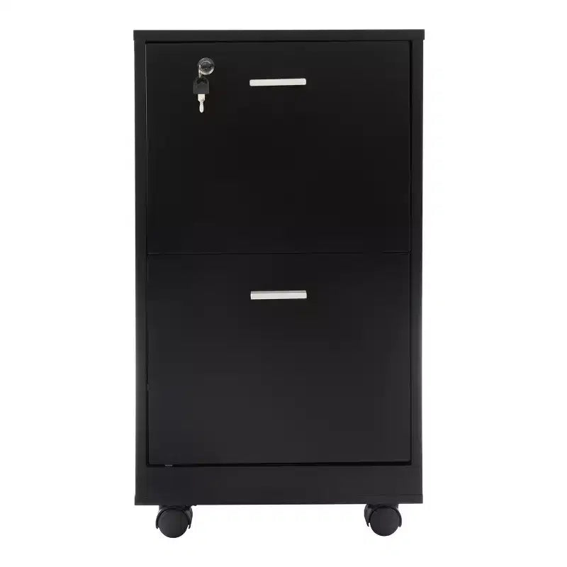 2-Drawer File Cabinet with Lock and Rolling Wheels
