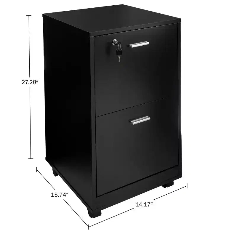 2-Drawer File Cabinet with Lock and Rolling Wheels