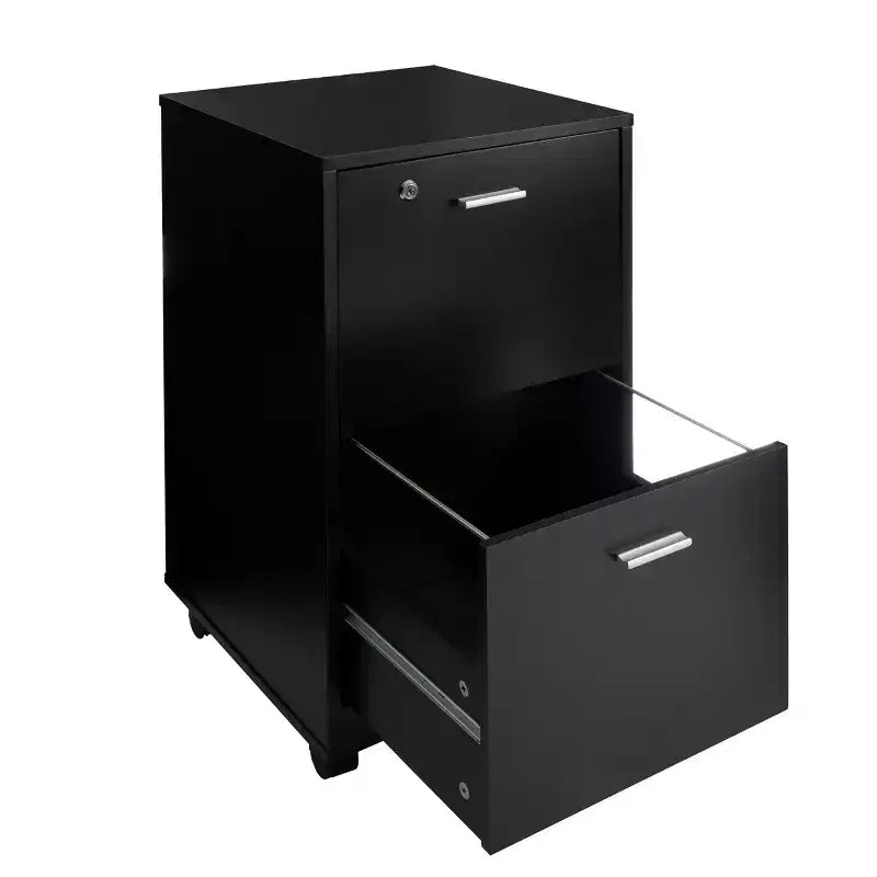 2-Drawer File Cabinet with Lock and Rolling Wheels