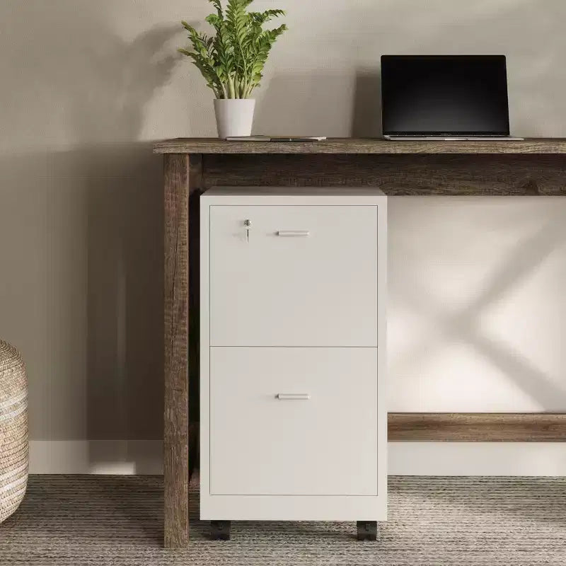 2-Drawer File Cabinet with Lock and Rolling Wheels