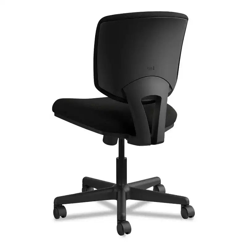 Leather Task Chair, Supports Up to 250 lb, 18"-22.25" Seat Height, Black