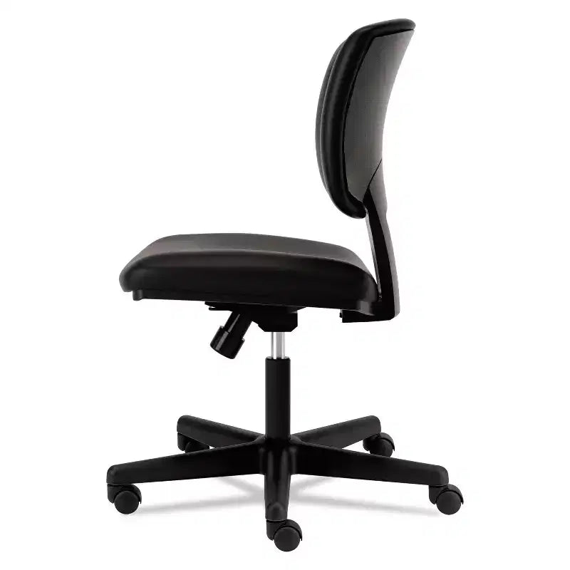 Leather Task Chair, Supports Up to 250 lb, 18"-22.25" Seat Height, Black