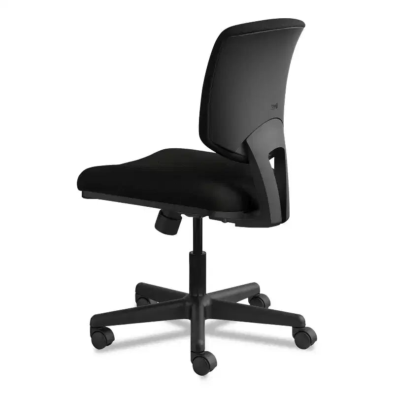 Leather Task Chair, Supports Up to 250 lb, 18"-22.25" Seat Height, Black