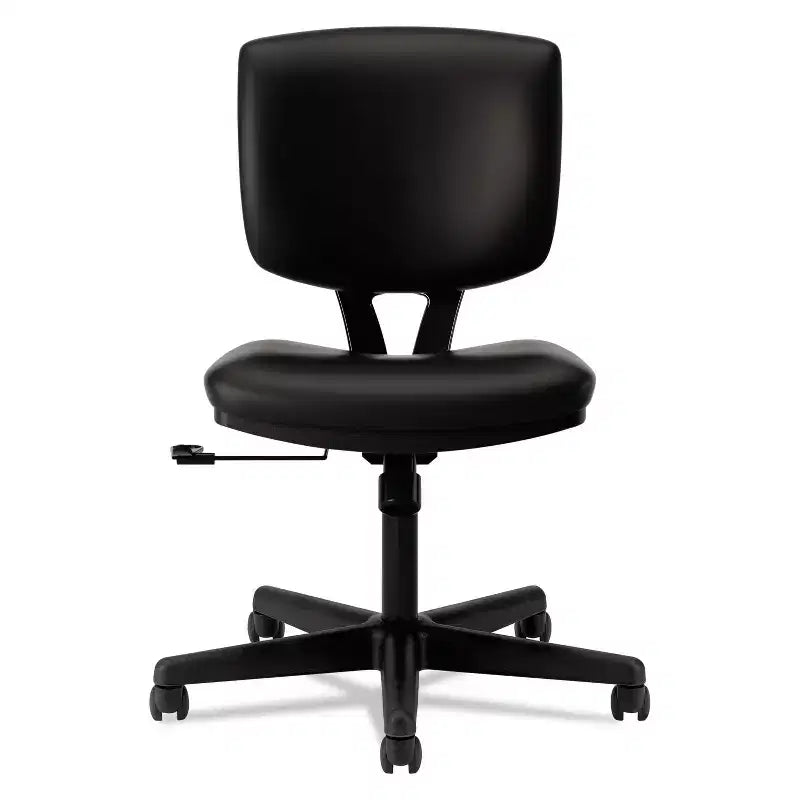 Leather Task Chair, Supports Up to 250 lb, 18"-22.25" Seat Height, Black