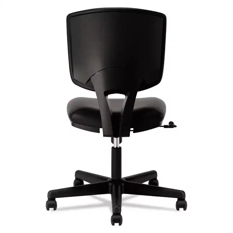 Leather Task Chair, Supports Up to 250 lb, 18"-22.25" Seat Height, Black