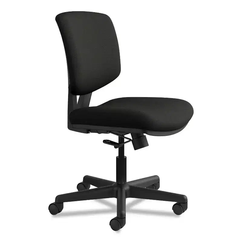 Leather Task Chair, Supports Up to 250 lb, 18"-22.25" Seat Height, Black
