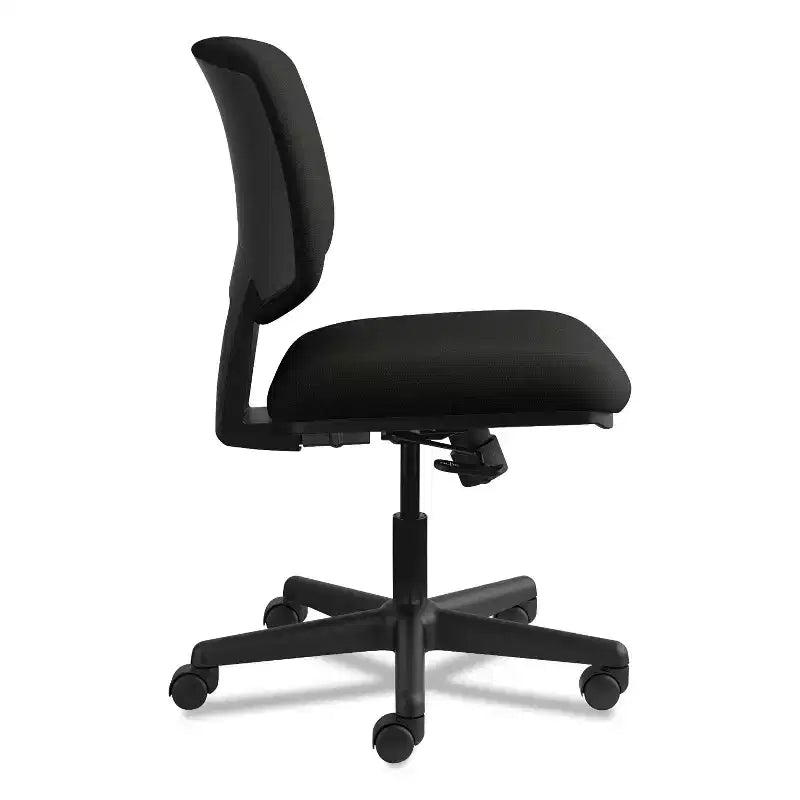 Leather Task Chair, Supports Up to 250 lb, 18"-22.25" Seat Height, Black