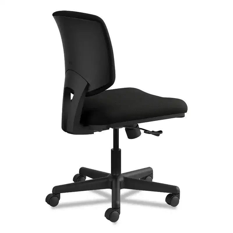 Leather Task Chair, Supports Up to 250 lb, 18"-22.25" Seat Height, Black