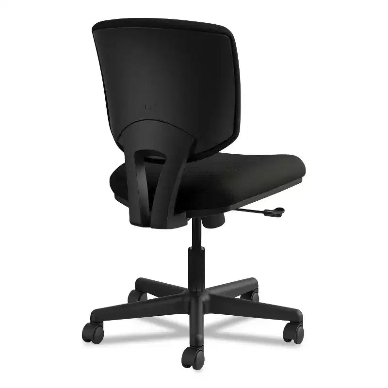 Leather Task Chair, Supports Up to 250 lb, 18"-22.25" Seat Height, Black