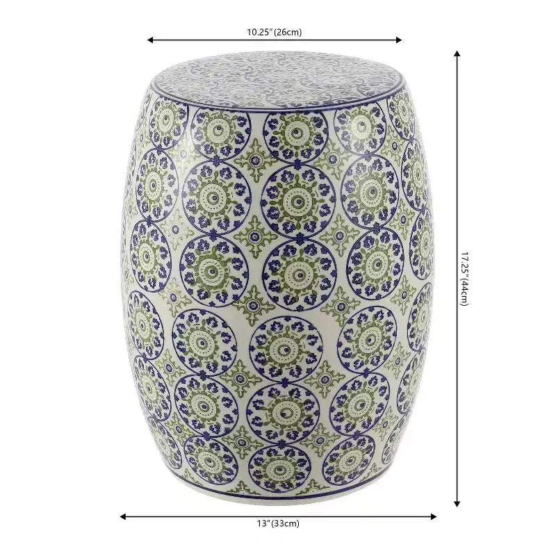 17.25" Suzani Ceramic Garden Stool / Accent Table