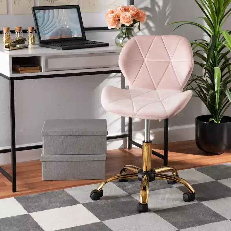 Contemporary Glam Velvet Swivel Office Chair