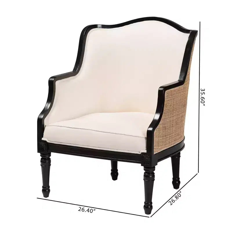 Fabric and Wood Accent Chair