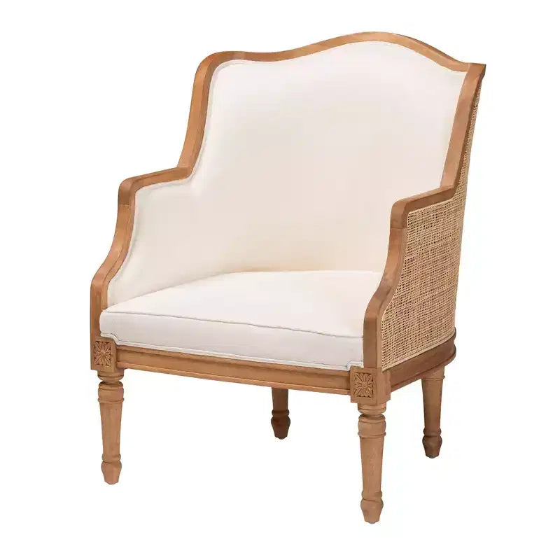 Fabric and Wood Accent Chair