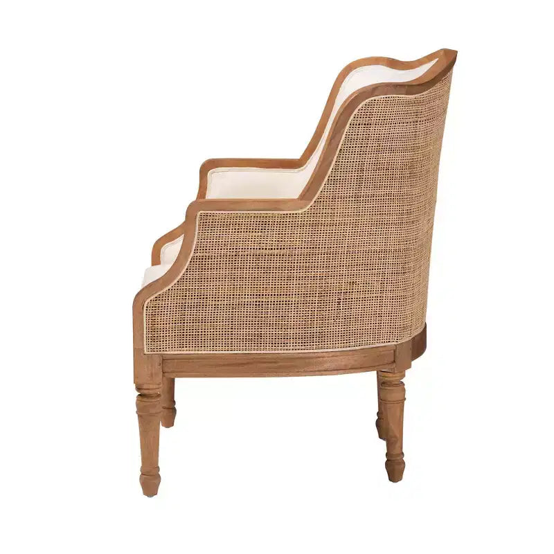 Fabric and Wood Accent Chair