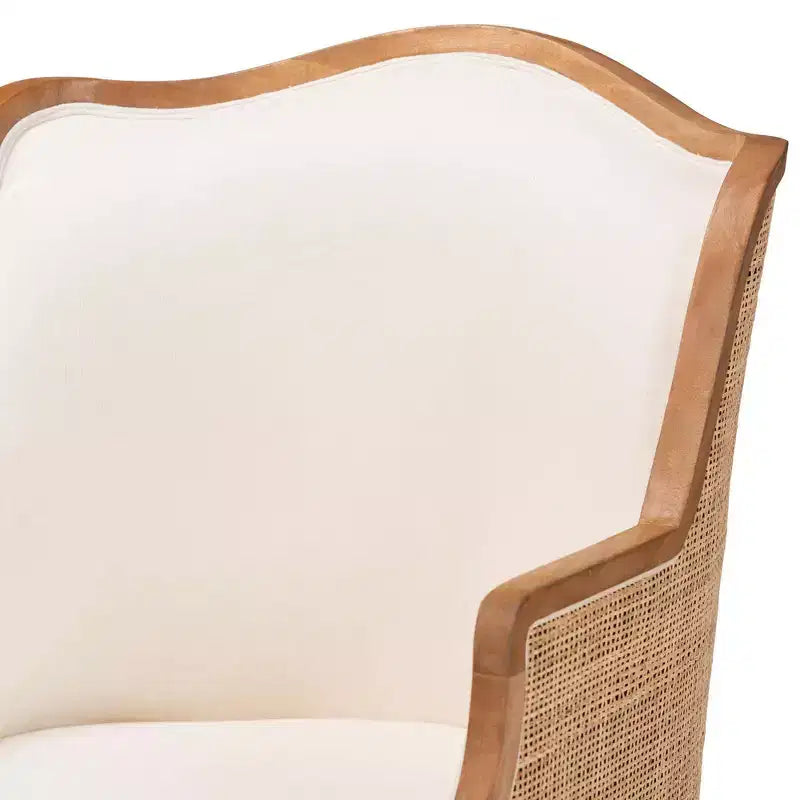 Fabric and Wood Accent Chair