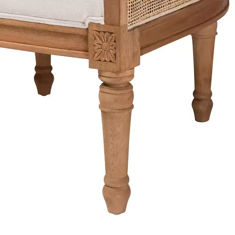 Fabric and Wood Accent Chair