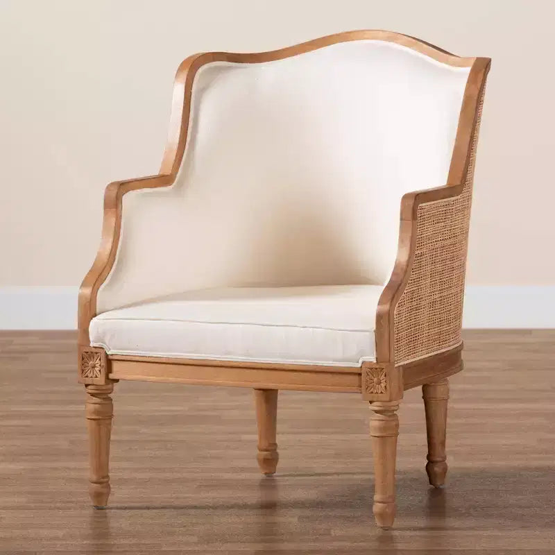 Fabric and Wood Accent Chair