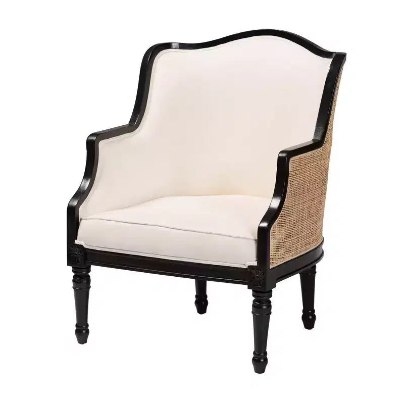 Fabric and Wood Accent Chair