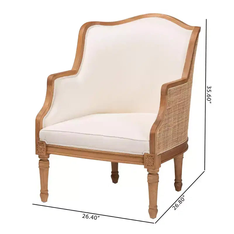 Fabric and Wood Accent Chair