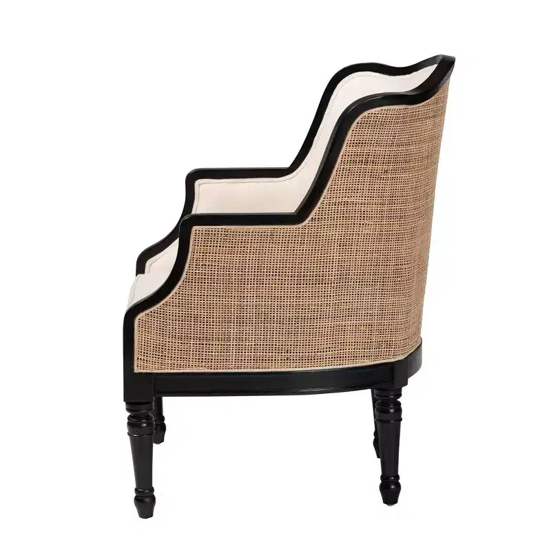 Fabric and Wood Accent Chair