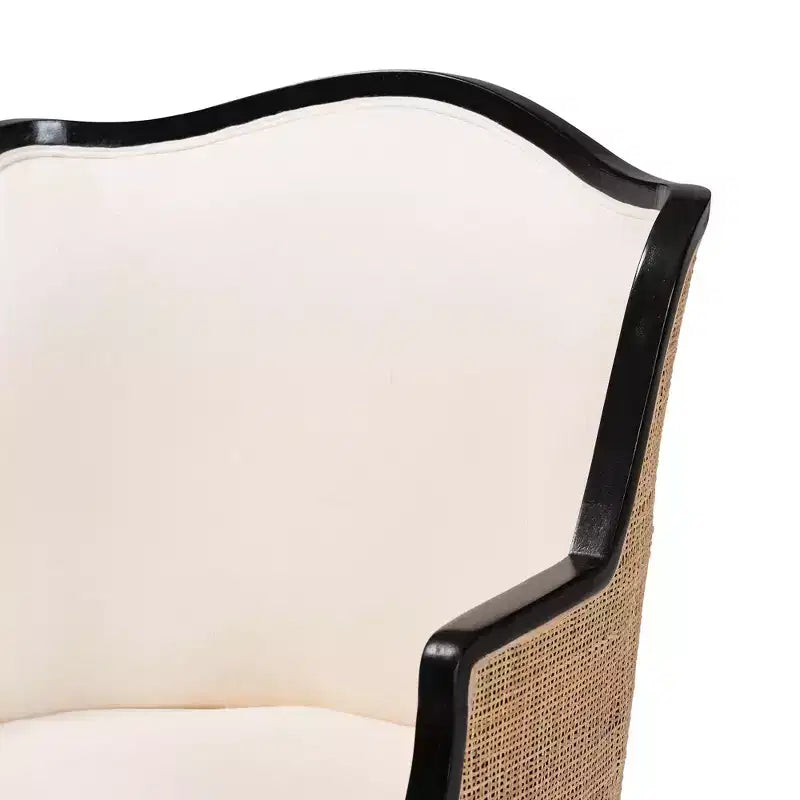 Fabric and Wood Accent Chair