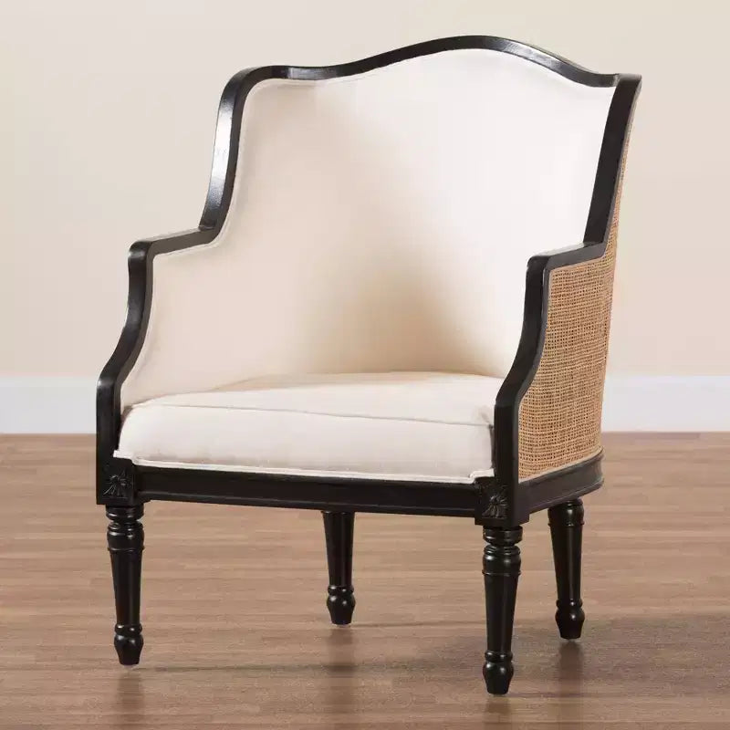 Fabric and Wood Accent Chair
