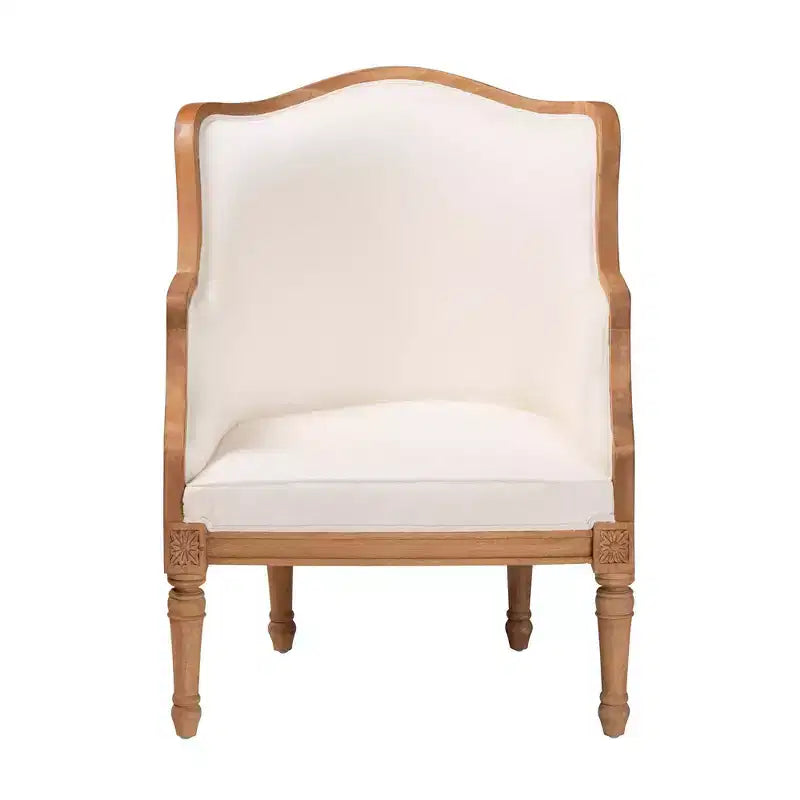 Fabric and Wood Accent Chair