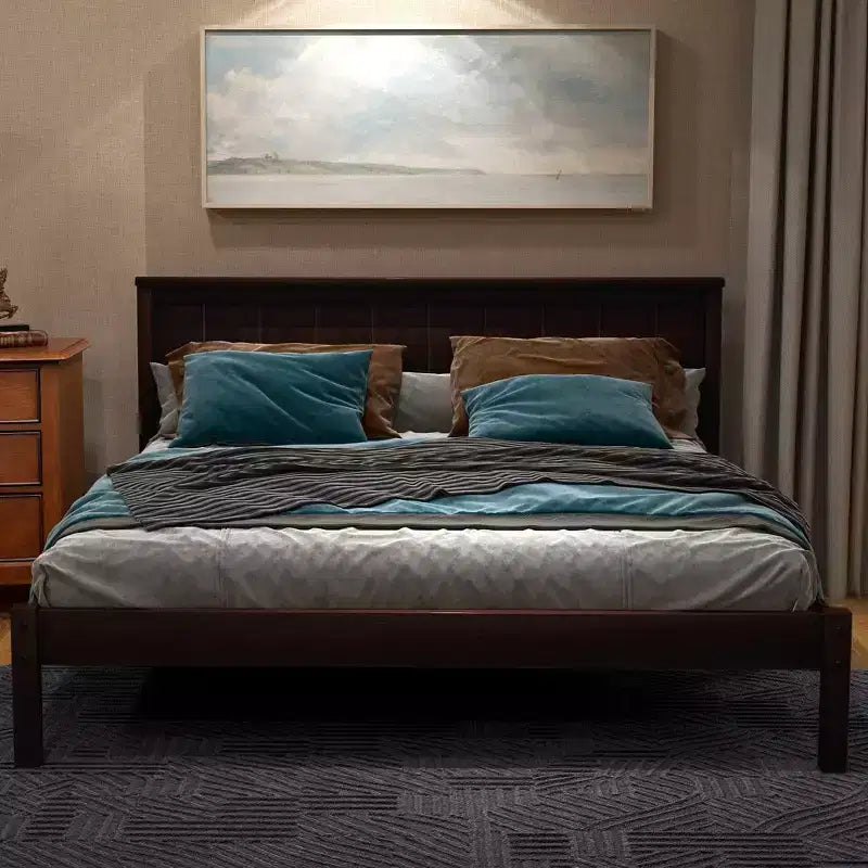 Queen/Full/Twin Size Wood Platform Bed Frame with Headboard