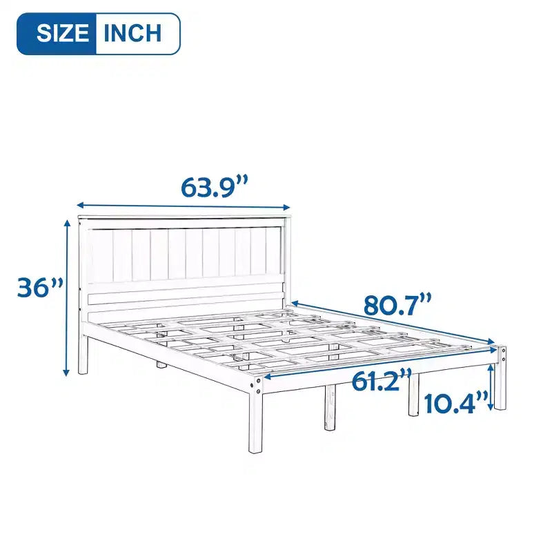 Queen/Full/Twin Size Wood Platform Bed Frame with Headboard