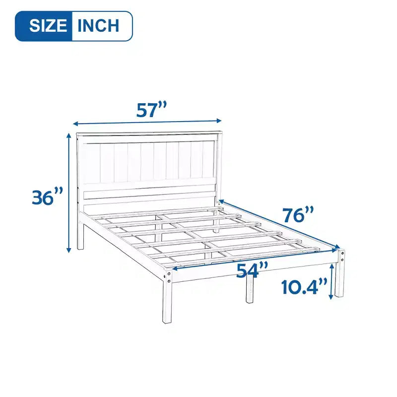 Queen/Full/Twin Size Wood Platform Bed Frame with Headboard