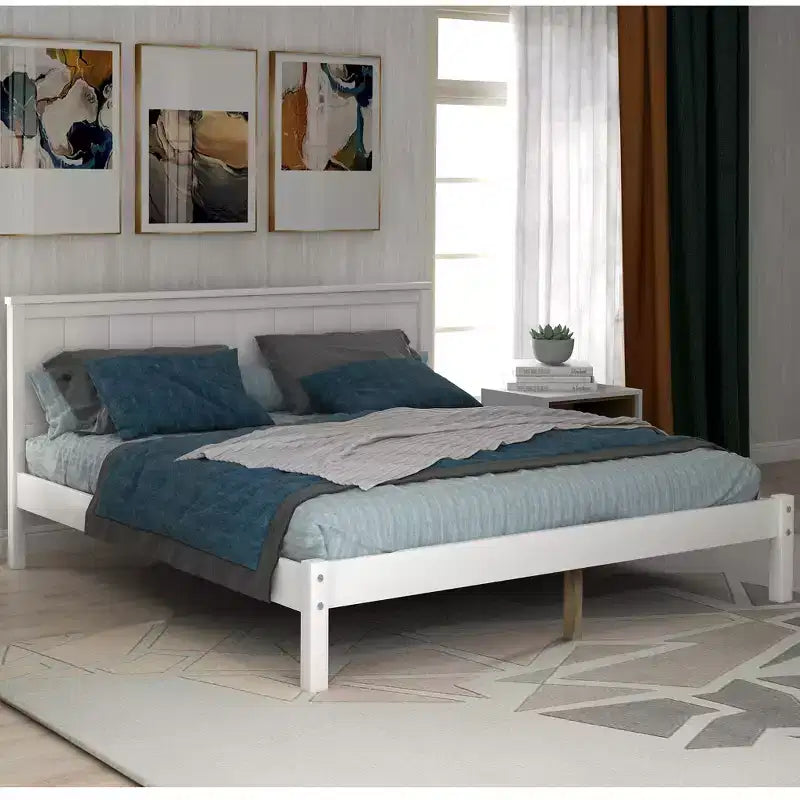 Queen/Full/Twin Size Wood Platform Bed Frame with Headboard