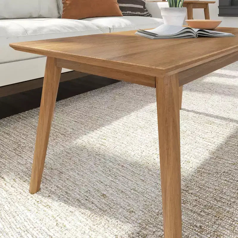 Solid Wood 40" Mid Century Modern Coffee Table for Living Room