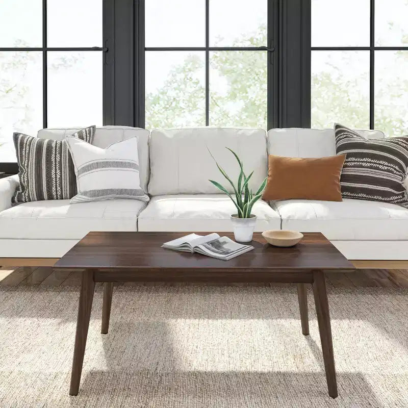 Solid Wood 40" Mid Century Modern Coffee Table for Living Room